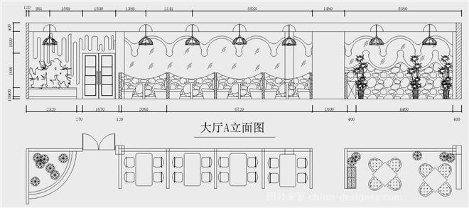 效果图大厅布局图收银等待区接待区散座区大厅一角卡座区包间厨房入口