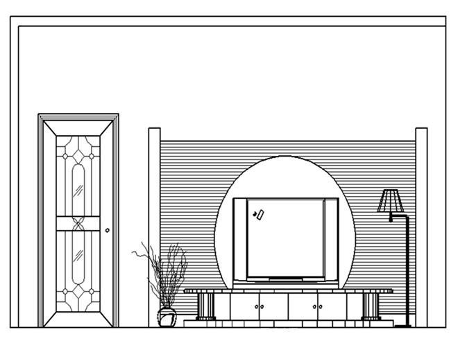 客厅电视背景墙立面图